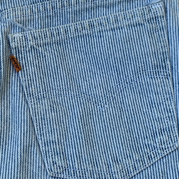 Vintage Orange Tab Levi's Denim Railroad Stripe Mini Skirt Size 9 Jr. - Picture 6 of 10